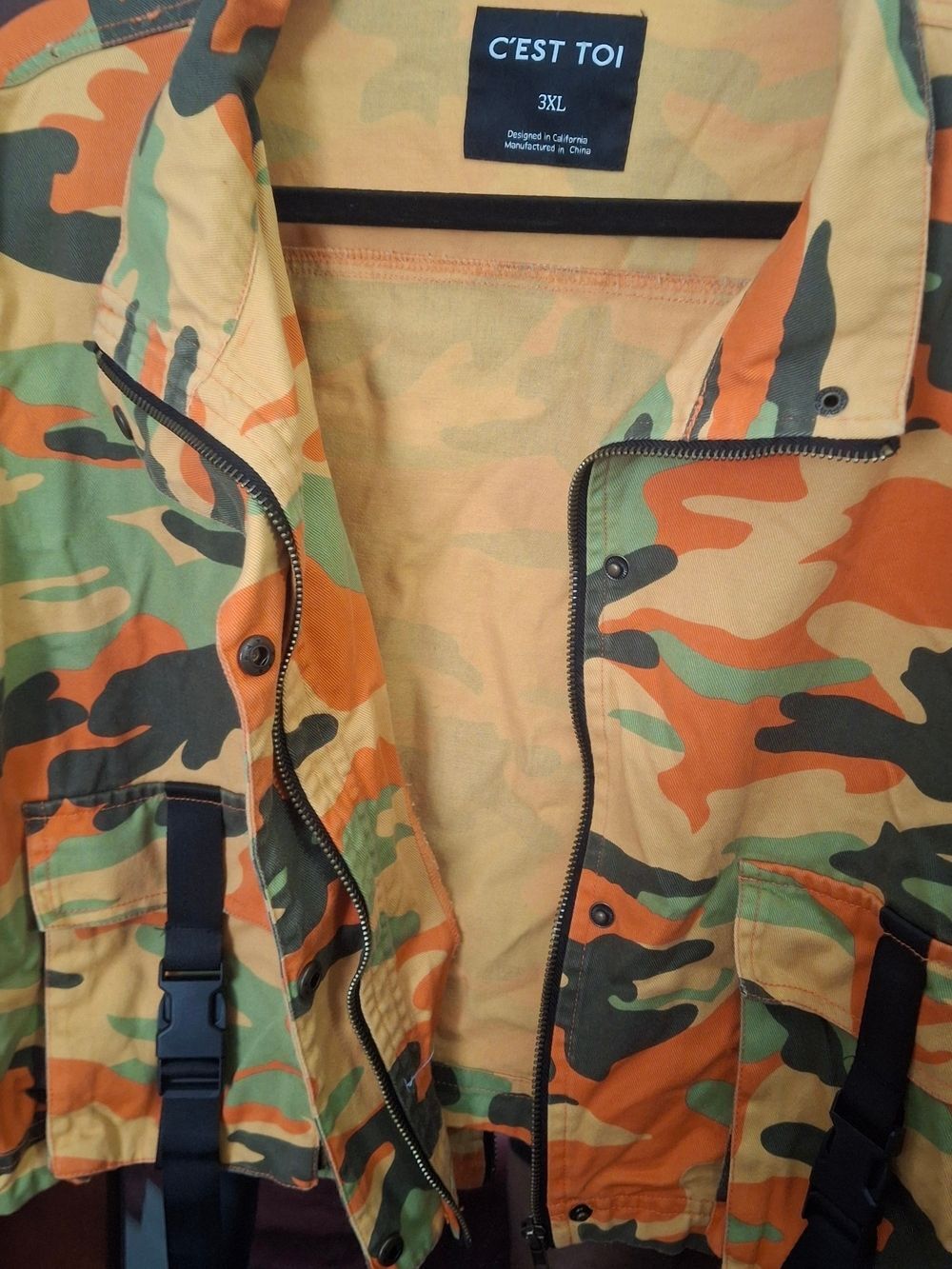 C'est Toi Orange Cropped Camo Cropped Utility Jacket - Women's - Picture 3 of 6